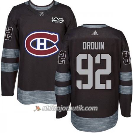Män Ishockey Montreal Canadiens Tröja Jonathan Drouin 92 1917-2017 100th Anniversary Adidas Svart Authentic